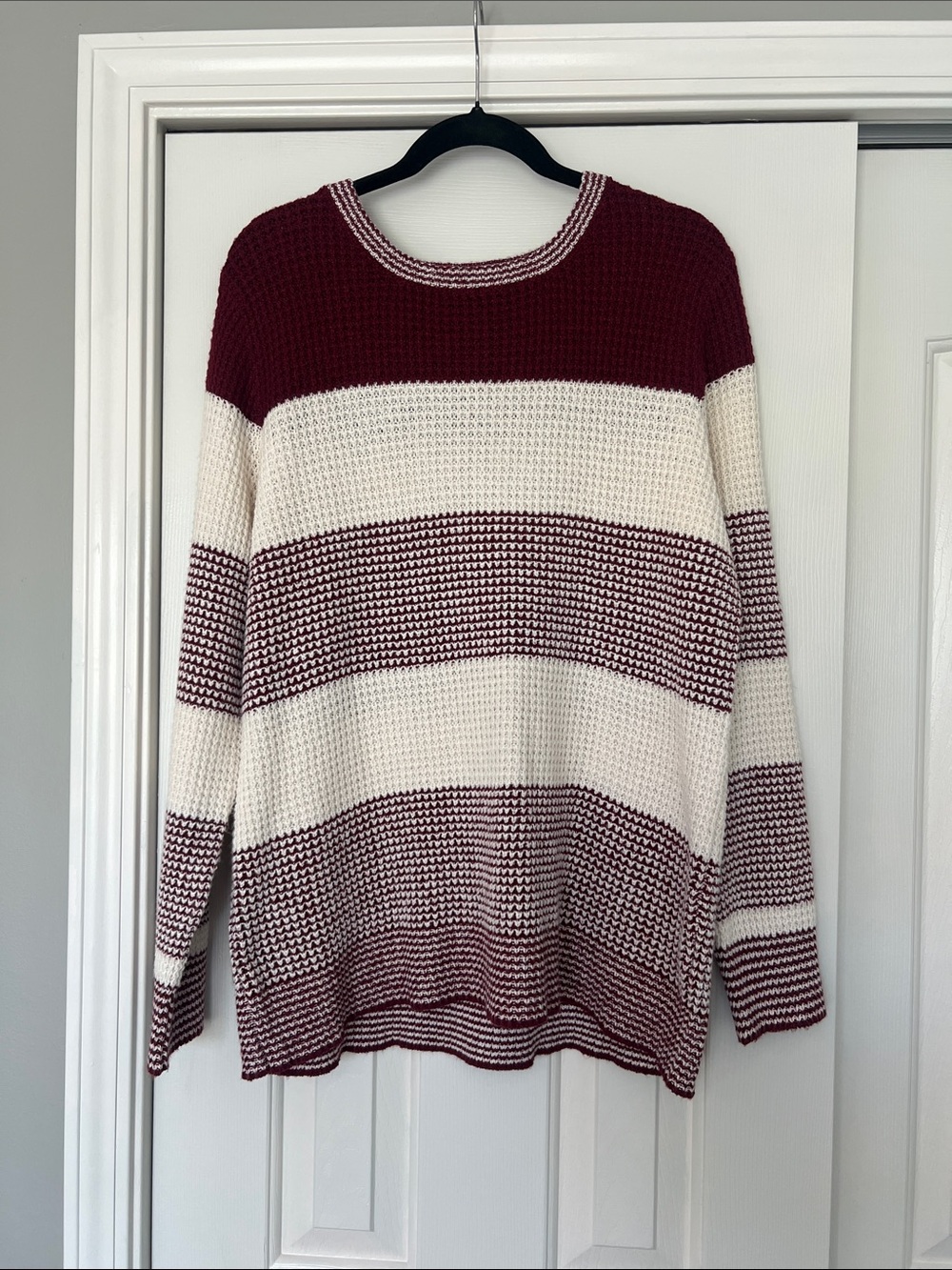 Pink Clover Maroon and Cream Striped Crewneck Sweater Size XL
